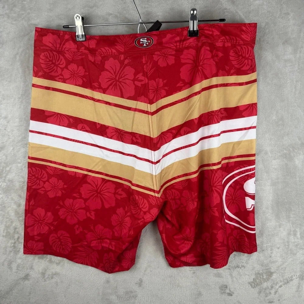 San Francisco 49ers‎ NFL Board Shorts Mens 2XL Red Floral Hibiscus Swim Trunks